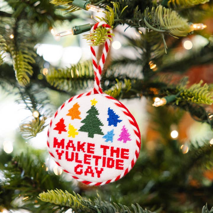 Needlepoint Ornament - Make The Yuletide Gay