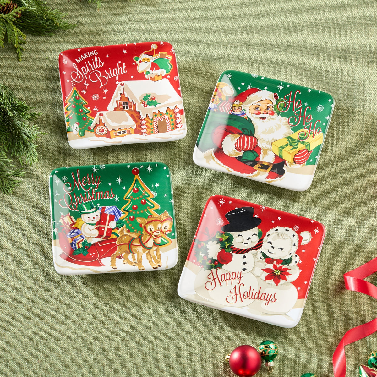 Santa's Retro Canape Plate - Making Spirits Bright