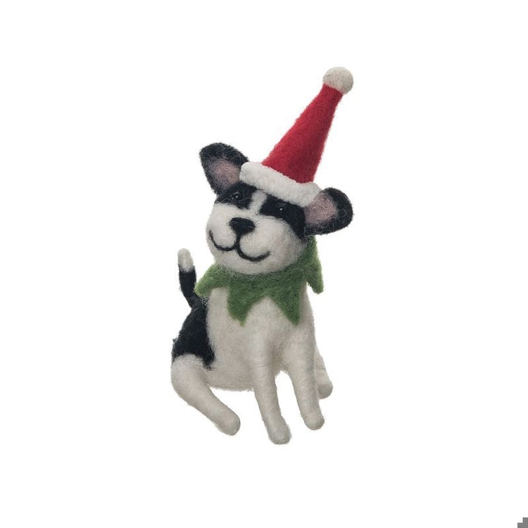 Dog Santa Hat Figurine