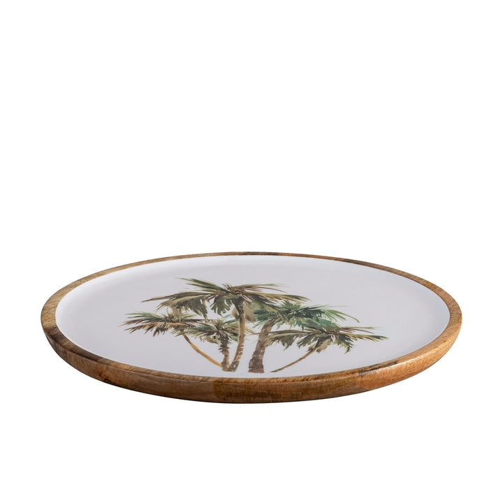 Mango Wood Colorful Palm Tree Serving Plate