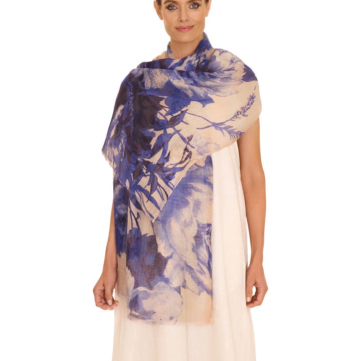 China Blooms Cotton Scarf