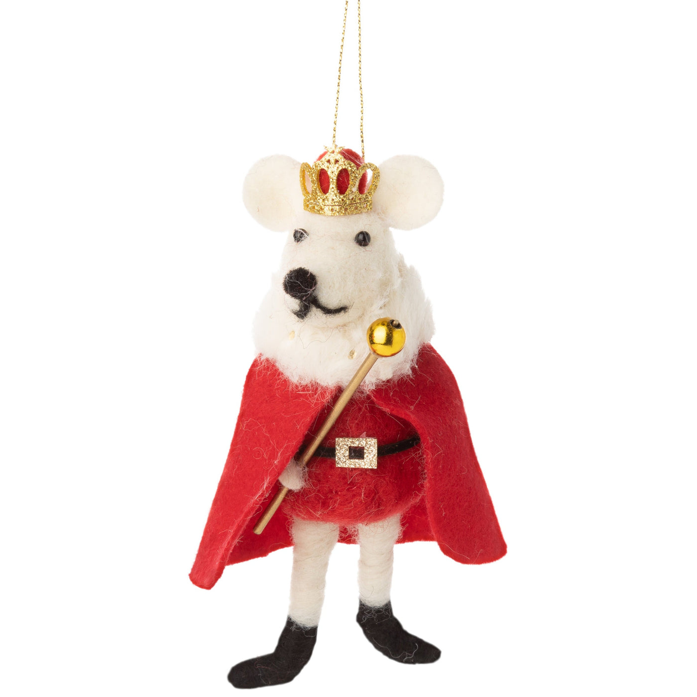 Mouse King With Cape And Scepter Felt Ornament