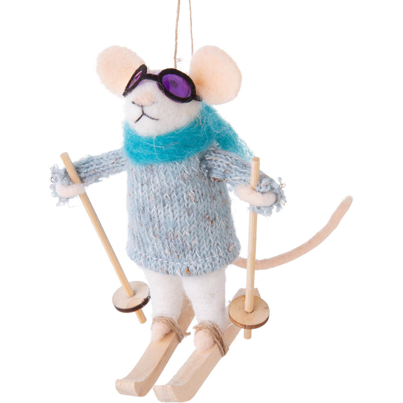 Mouse Skier Felt Ornament