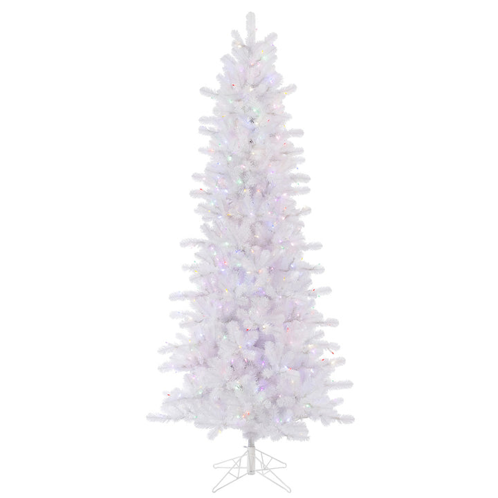 Crystal White Slim Pine Tree - 7.5' x 42" Pre-lit with 500 Multi-Colored Italian Style LED Lights