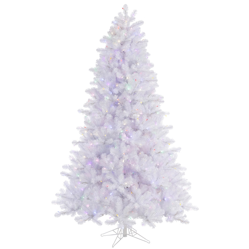 Crystal White Full Pine Tree - 4.5' x 37" Pre-lit with 300 Multi-Colored Italian Style LED Lights