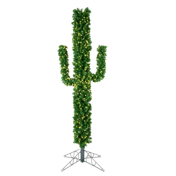 Cactus - 7.5' Pre-Lit With 500 Warm White Dura-Lit LED Lights