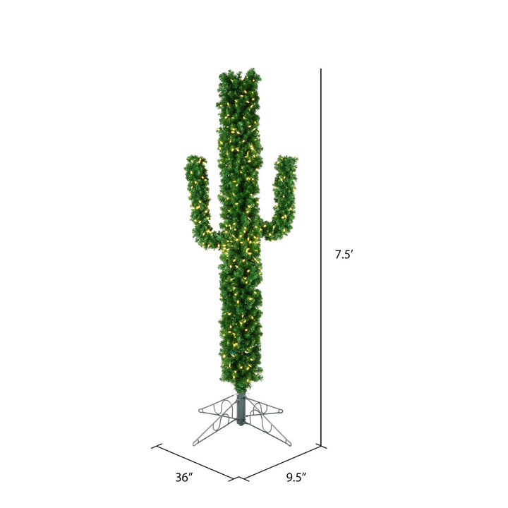 Cactus - 7.5' Pre-Lit With 500 Warm White Dura-Lit LED Lights