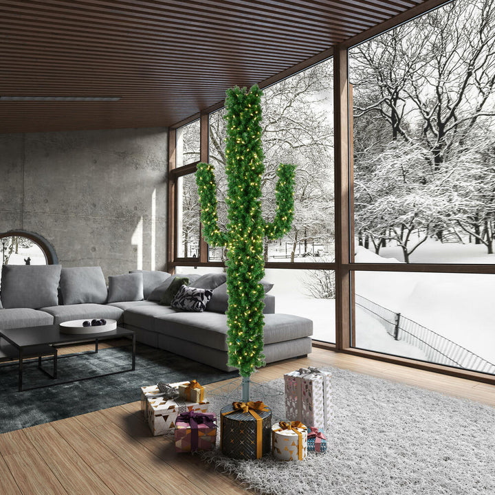 Cactus - 7.5' Pre-Lit With 500 Warm White Dura-Lit LED Lights