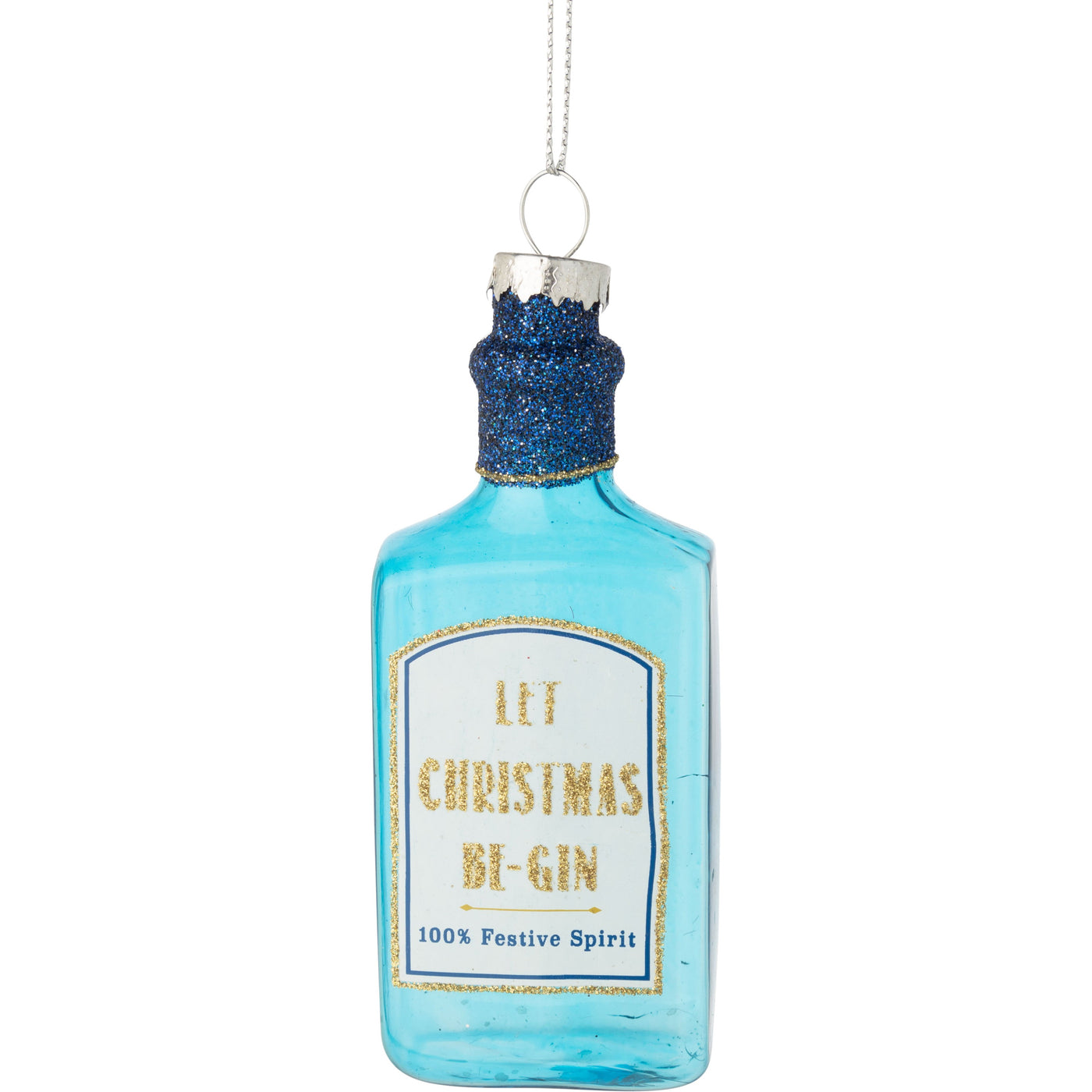 Let Christmas Be-Gin Bottle Glass Ornament