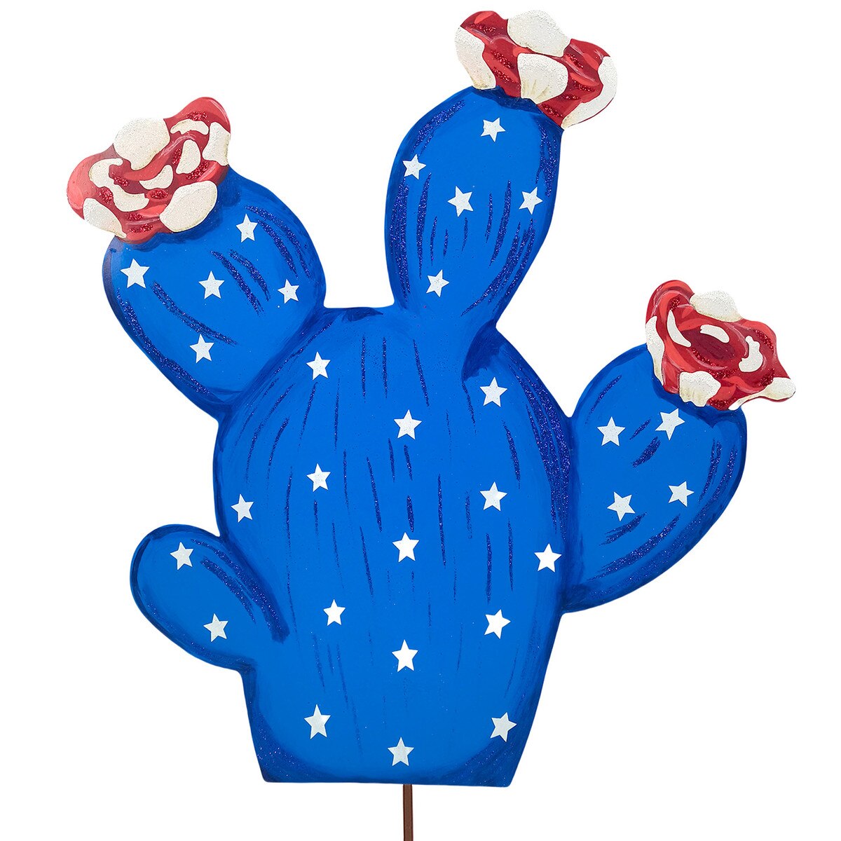 Patriotic Blue Cactus Metal Easel - Large
