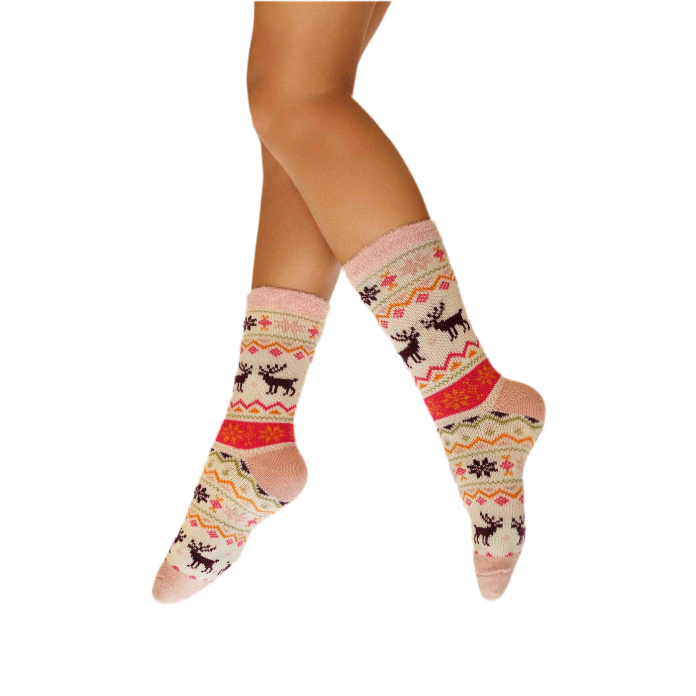 Fair Isle Reindeer Cozy Socks