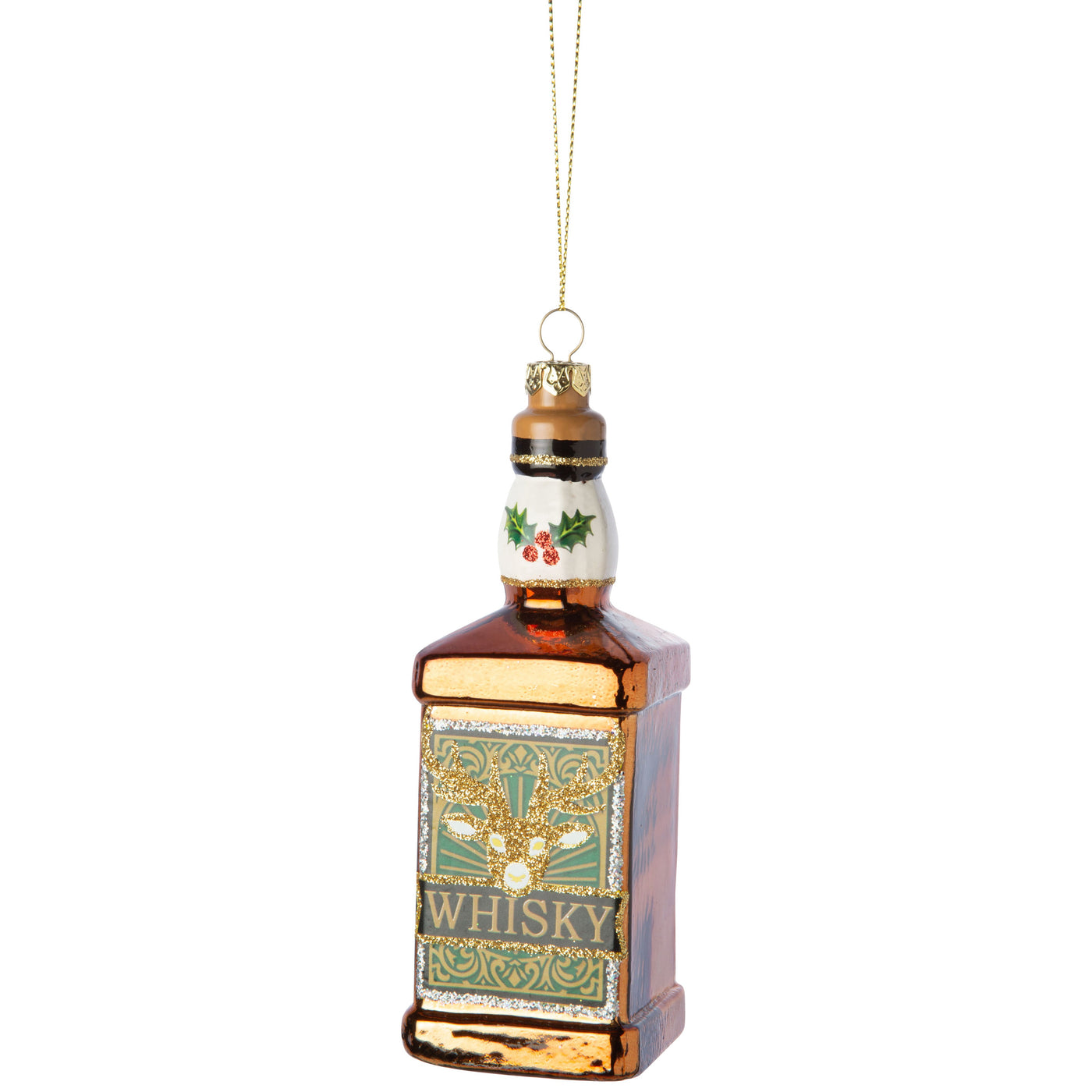 Whiskey Bottle Glass Ornament