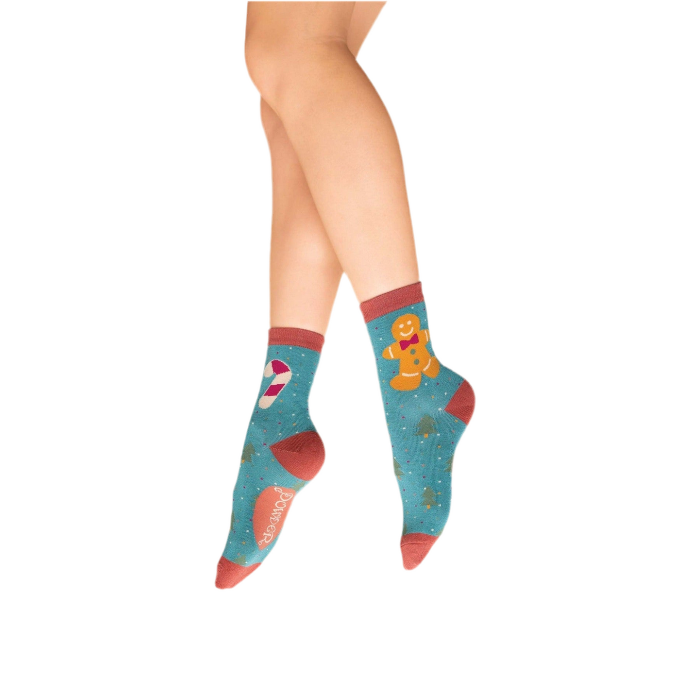 Gingerbread Man Aqua Ankle Socks