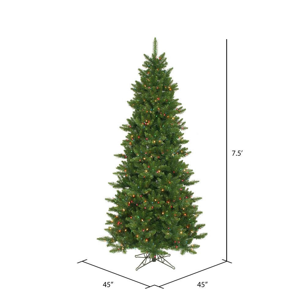 Camdon Slim Fir Tree - 7.5' x 45" Pre-lit With 700 Dura-lit LED Italian Multi-Colored Lights