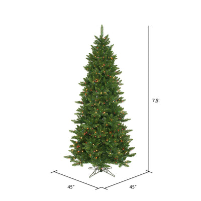 Camdon Slim Fir Tree - 7.5' x 45" Pre-lit With 700 Dura-lit LED Italian Multi-Colored Lights