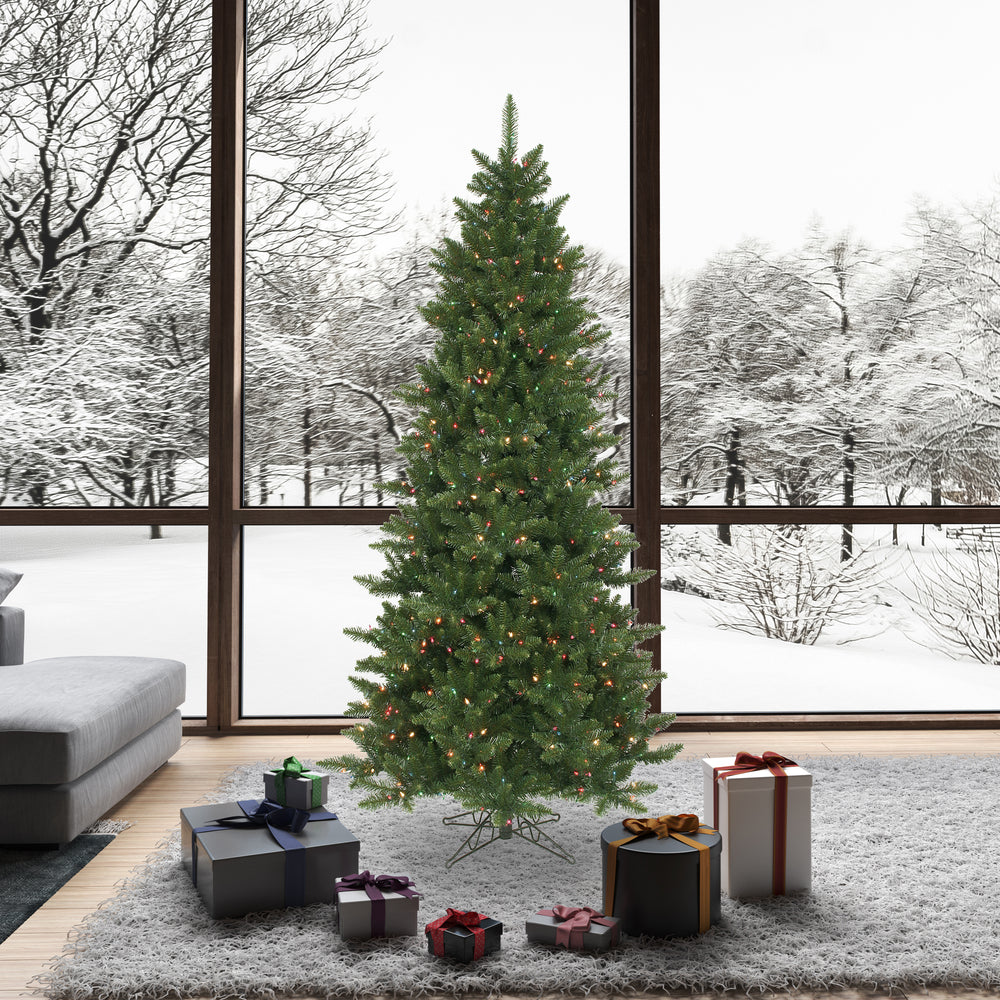 Camdon Slim Fir Tree - 7.5' x 45" Pre-lit With 700 Dura-lit LED Italian Multi-Colored Lights