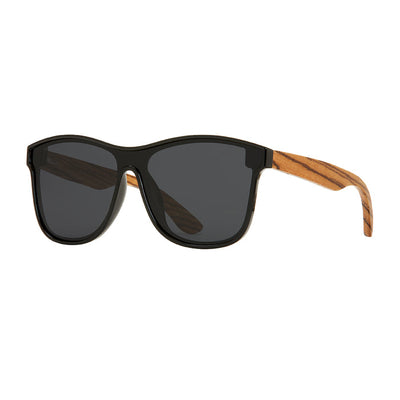 Ace Matte Onyx & Zebra Wood With Smoke Polarized Sunglasses