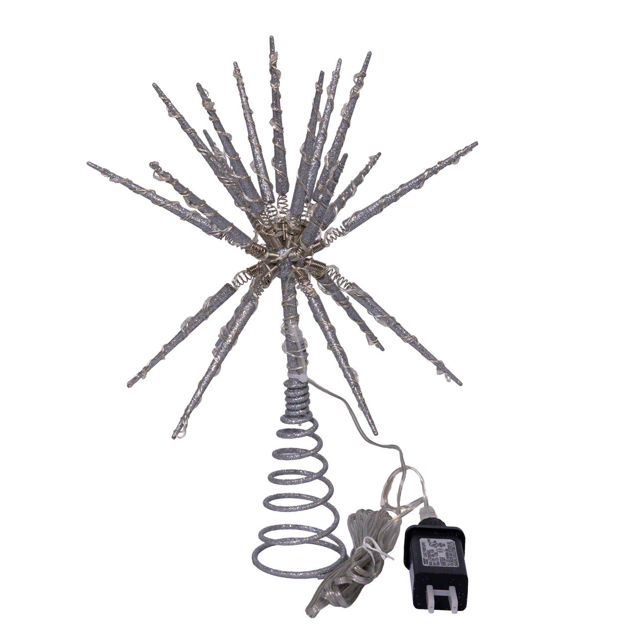 RGB LED Silver Glitter Starburst Tree Topper