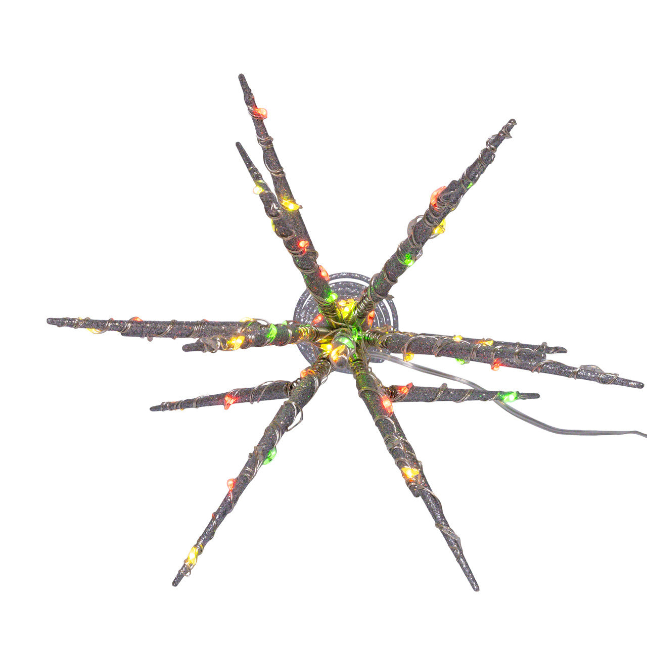 RGB LED Silver Glitter Starburst Tree Topper