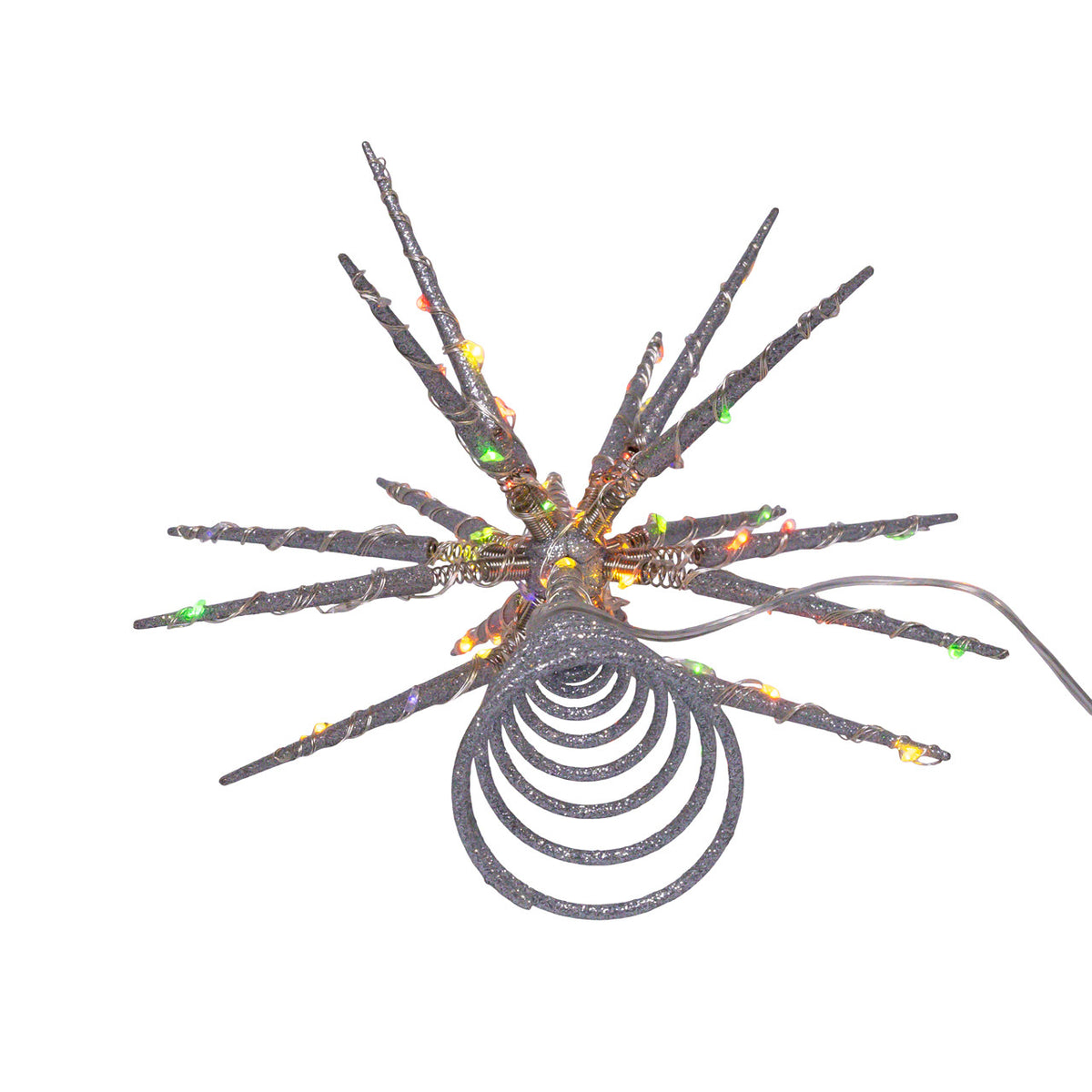 RGB LED Silver Glitter Starburst Tree Topper