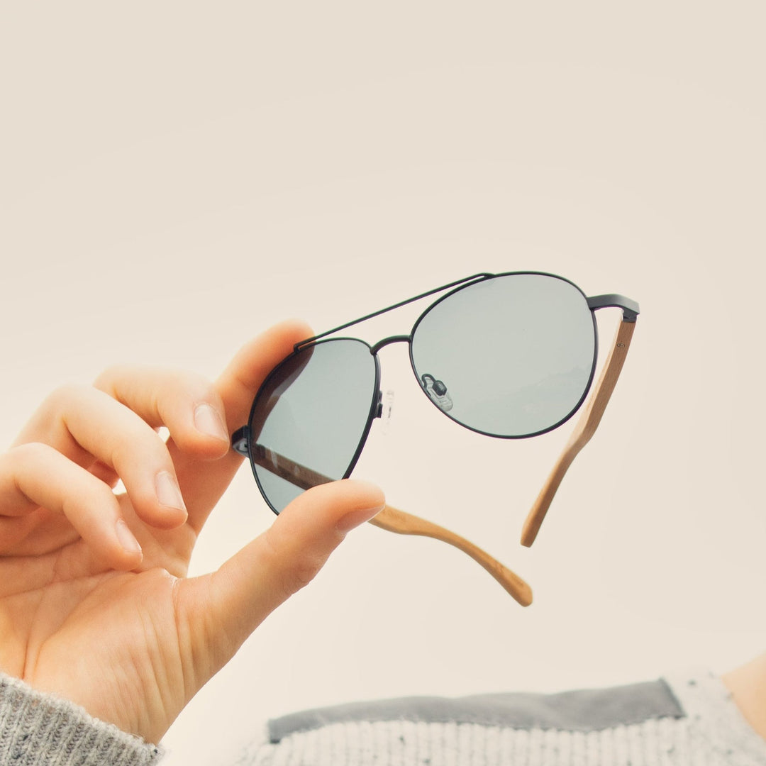 Amador Matte Black & Beachwood With Smoke Polarized Sunglasses