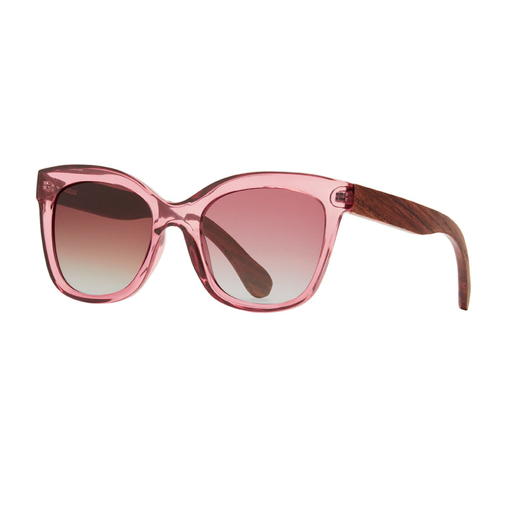 Amelia Polarized Sunglasses - Crystal Rose / Walnut Wood