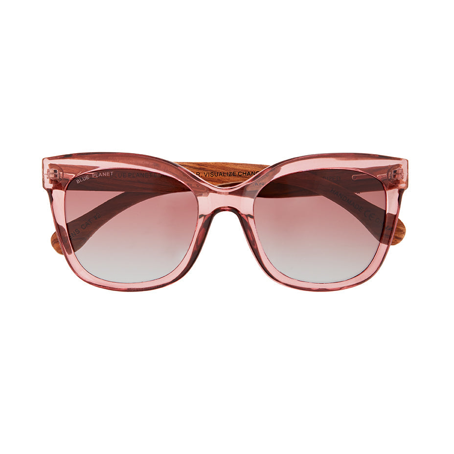 Amelia Polarized Sunglasses - Crystal Rose / Walnut Wood