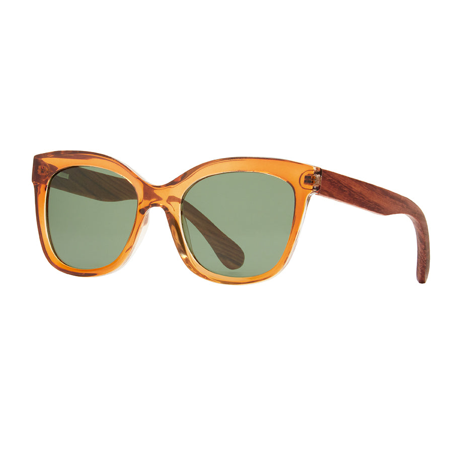 Amelia Polarized Sunglasses - Crystal Brown / Walnut Wood