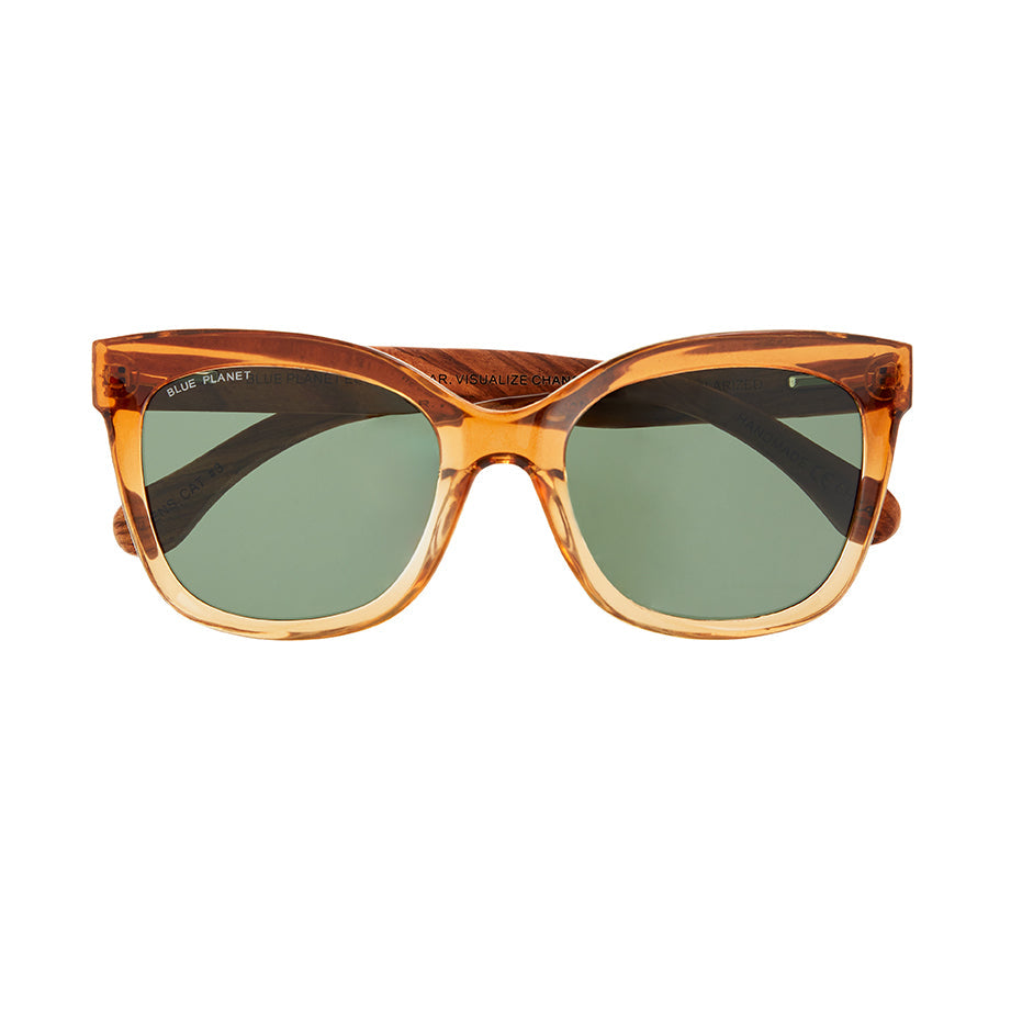 Amelia Polarized Sunglasses - Crystal Brown / Walnut Wood
