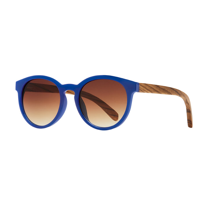 Andiz Polarized Sunglasses - Cobalt Blue / Zebra Wood