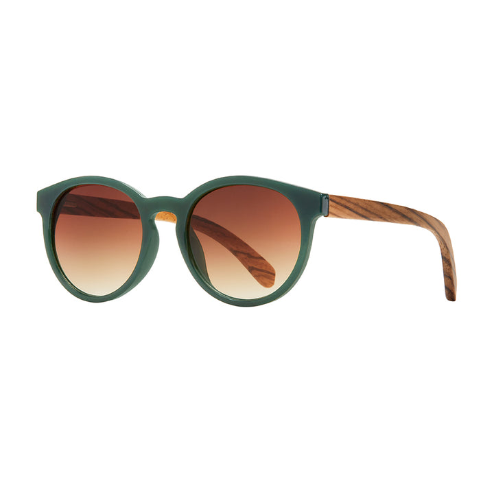 Andiz Polarized Sunglasses - Hunter Green / Zebra Wood