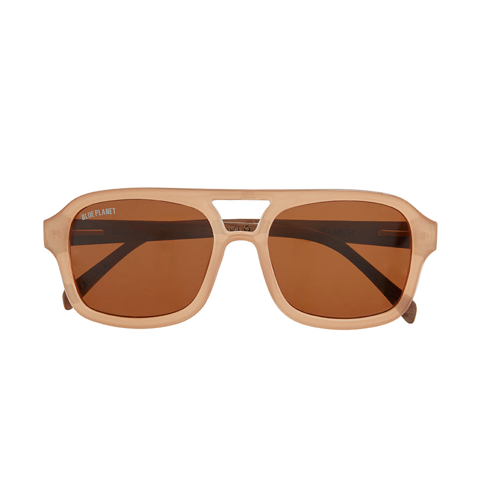 Ari Polarized Sunglasses - Beige / Walnut Wood