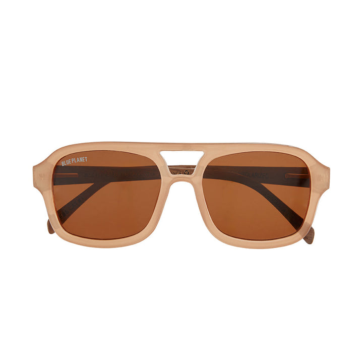 Ari Polarized Sunglasses - Beige / Walnut Wood