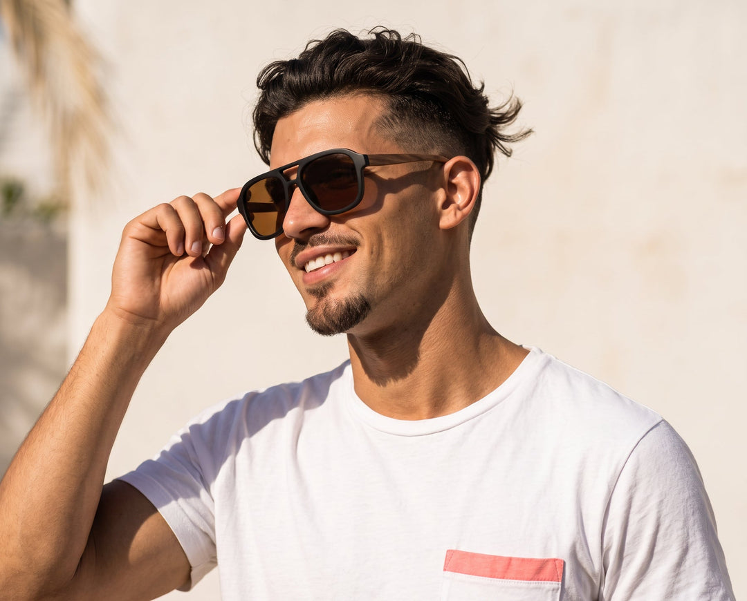 Ari Polarized Sunglasses - Onyx / Walnut Wood / Brown