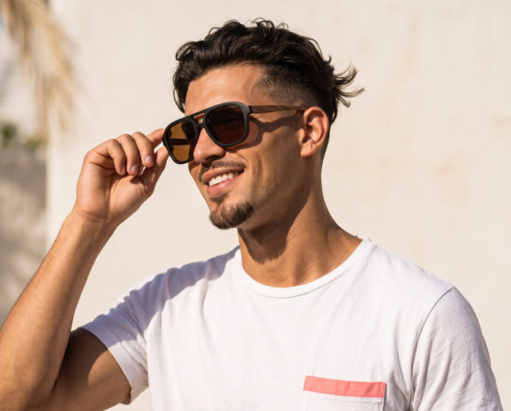 Ari Polarized Sunglasses - Onyx / Walnut Wood / Brown