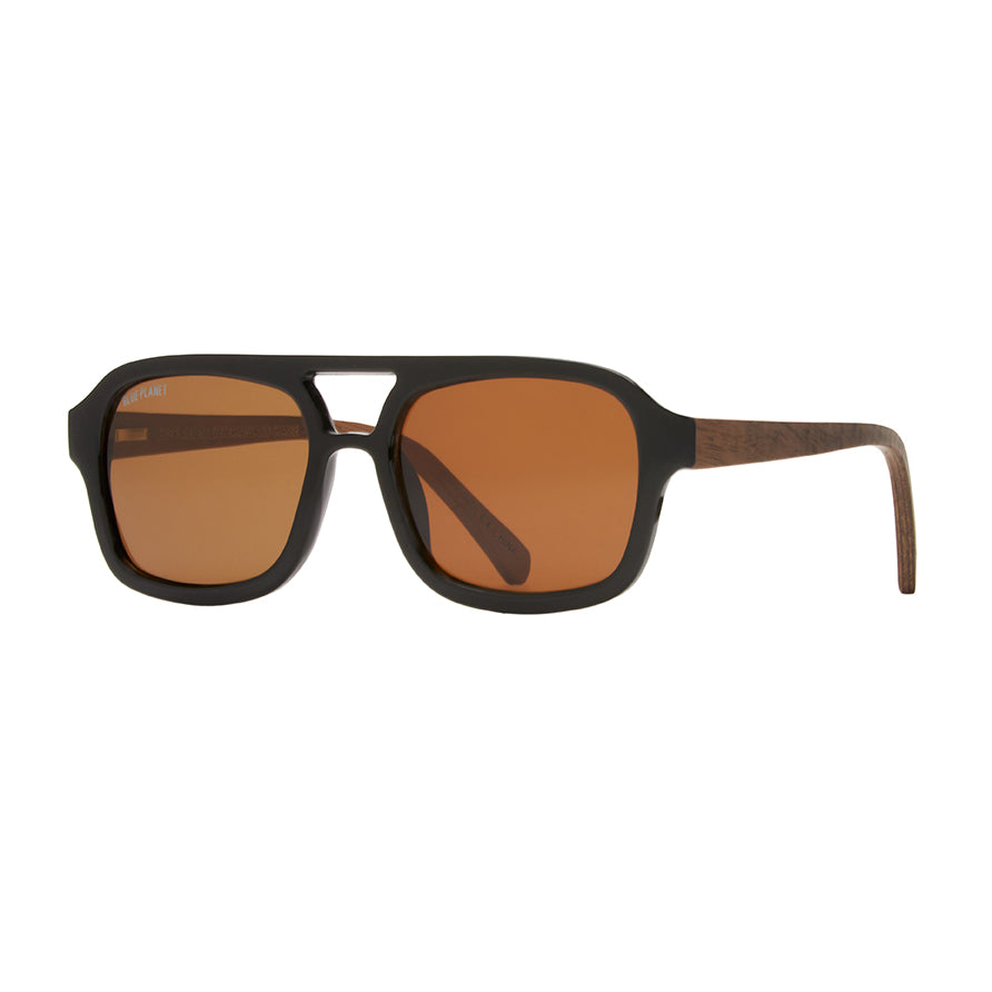Ari Polarized Sunglasses - Onyx / Walnut Wood / Brown