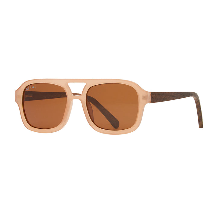 Ari Polarized Sunglasses - Beige / Walnut Wood