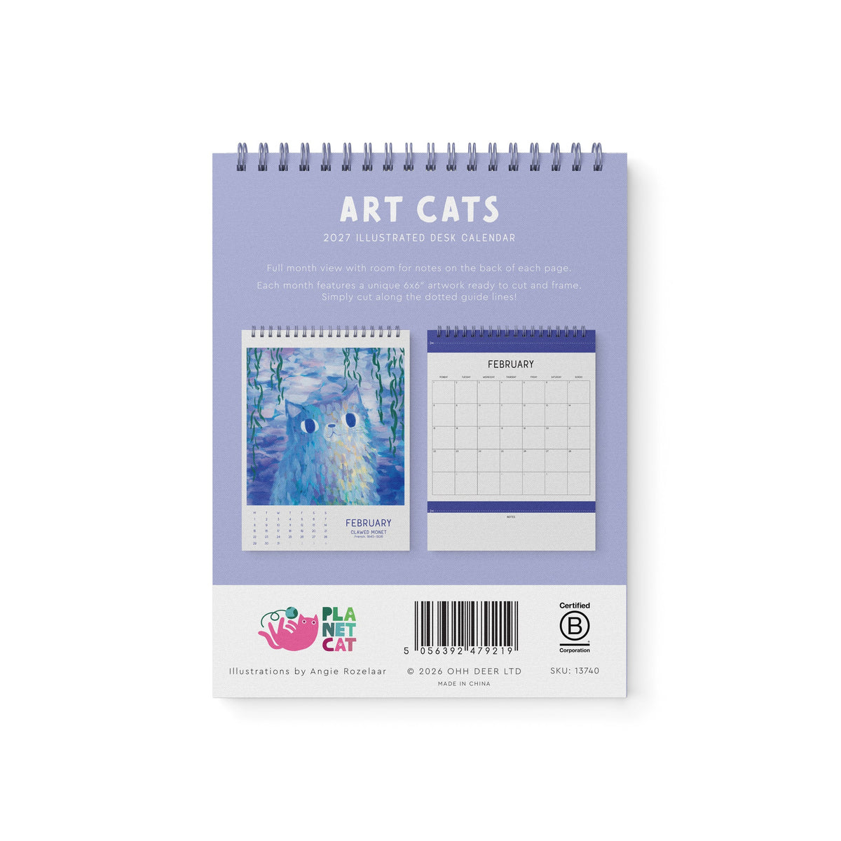Art Cats Desk Calendar 2027