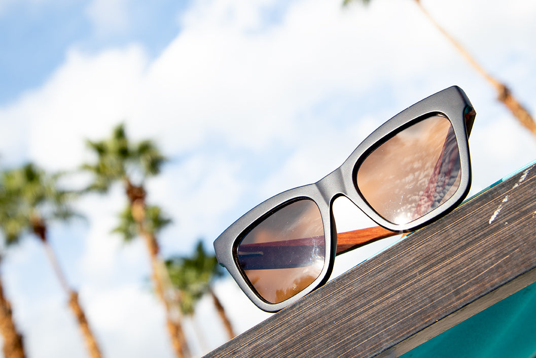 Amaya Polarized Sunglasses - Dark Chocolate Brown / Walnut Wood