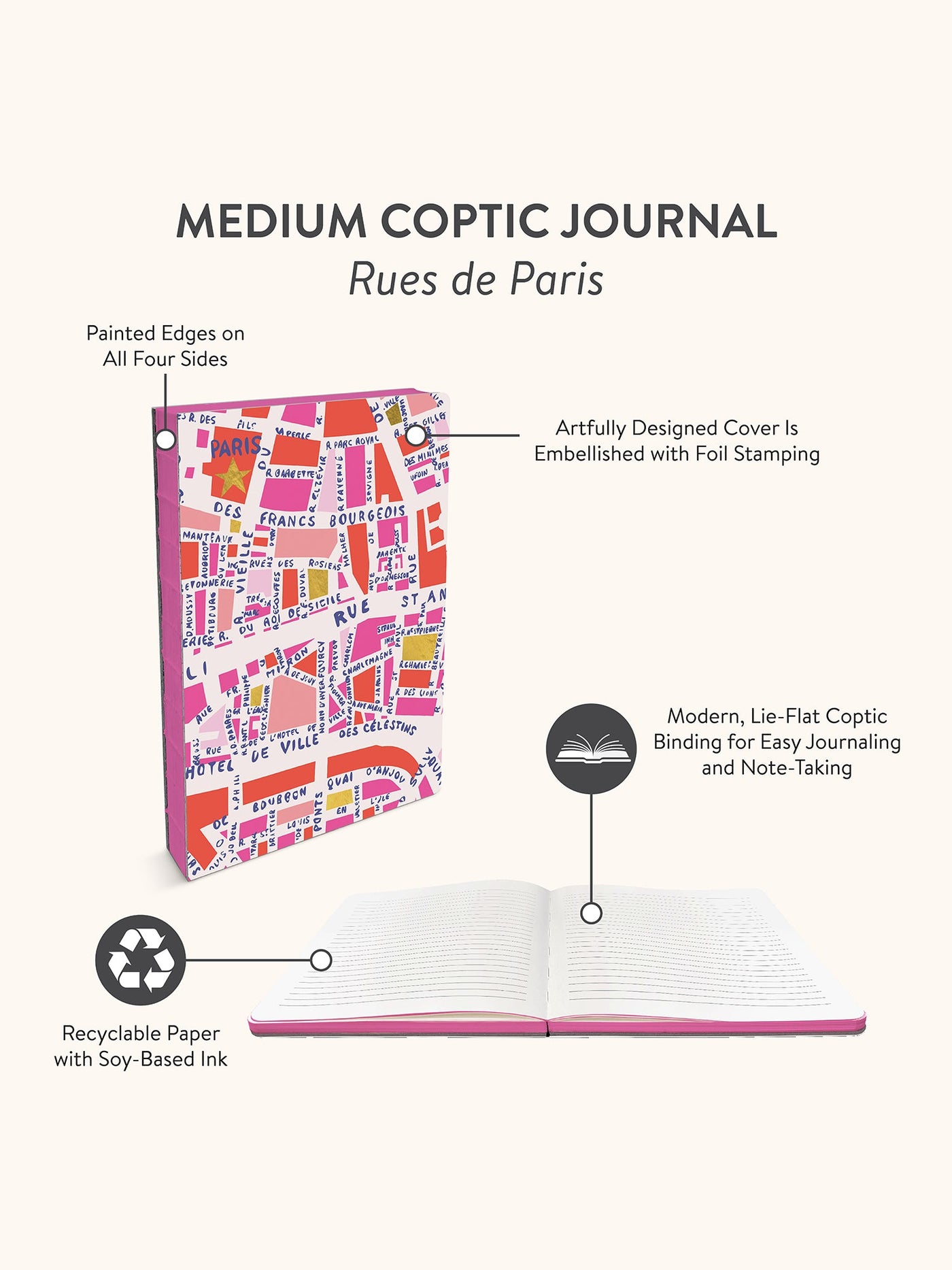 Rue De Paris Medium Coptic-Bound Journal