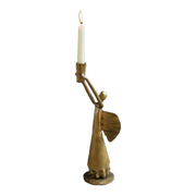 Antique Gold Metal Christmas Angel Taper Candle Holder