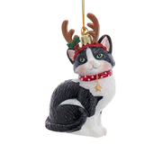 Cat With Antlers Ornament - Black & White