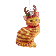 Cat With Antlers Ornament - Orange