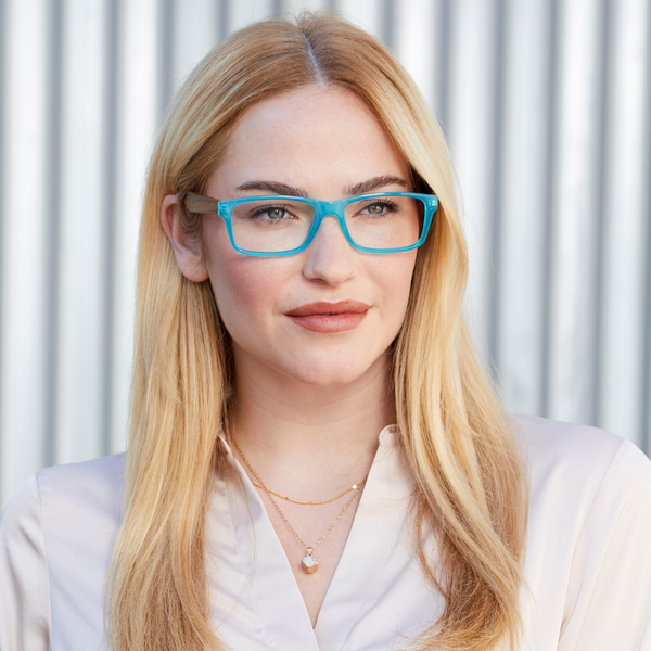 Anza Reading Glasses -Aqua/Walnut