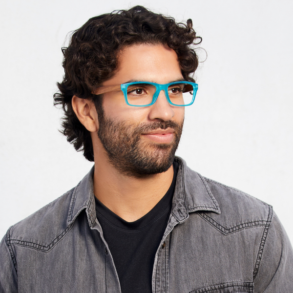 Anza Reading Glasses -Aqua/Walnut