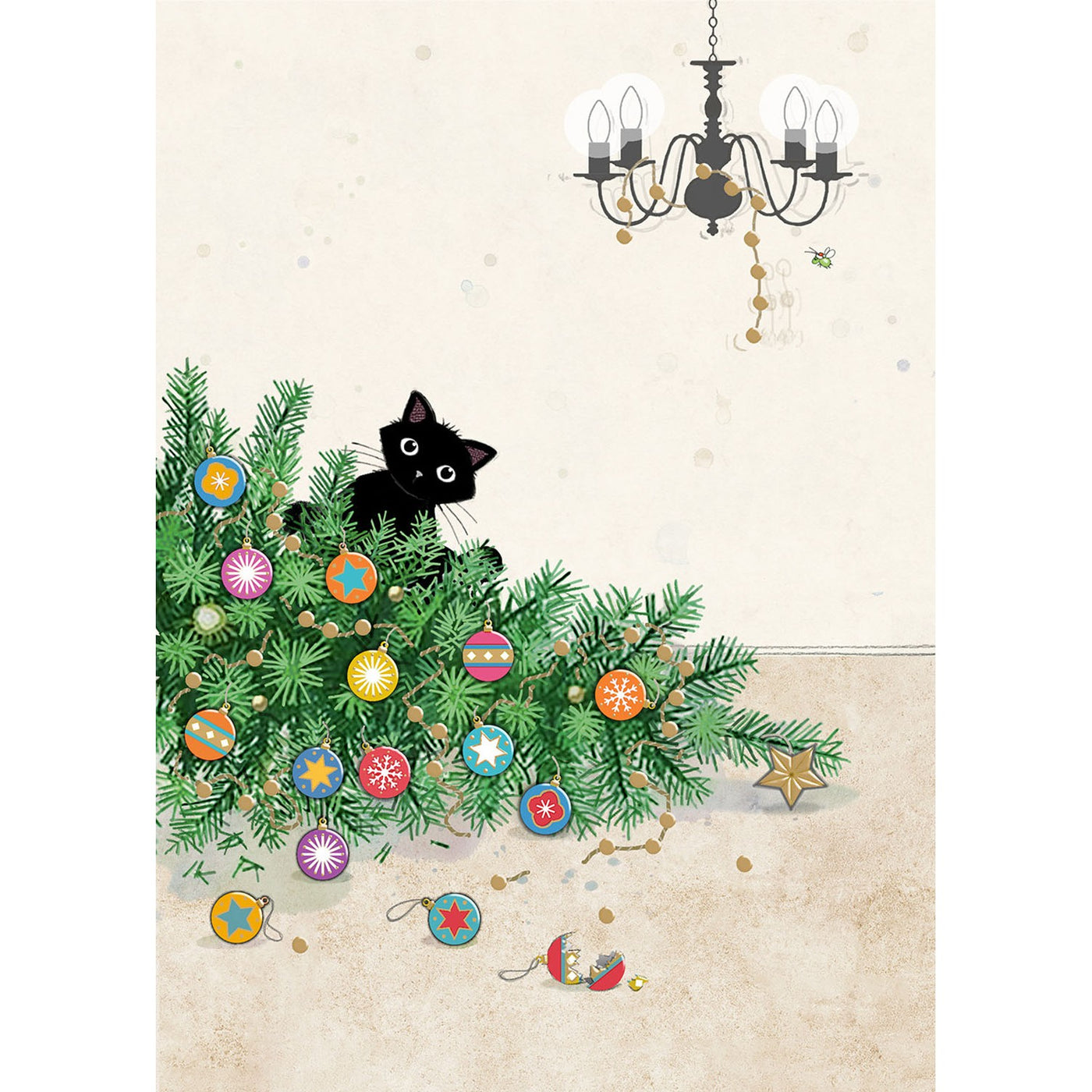 Fallen Christmas Tree Holiday Greeting Card