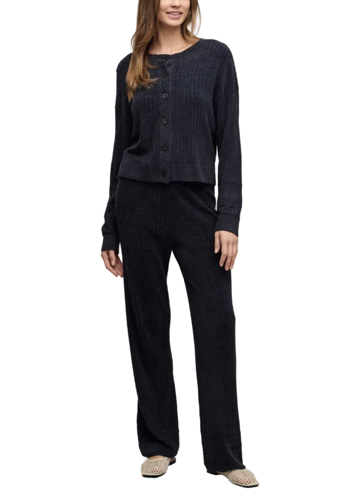 CozyChic Ultra Lite® Textured Rib Cardigan - Black
