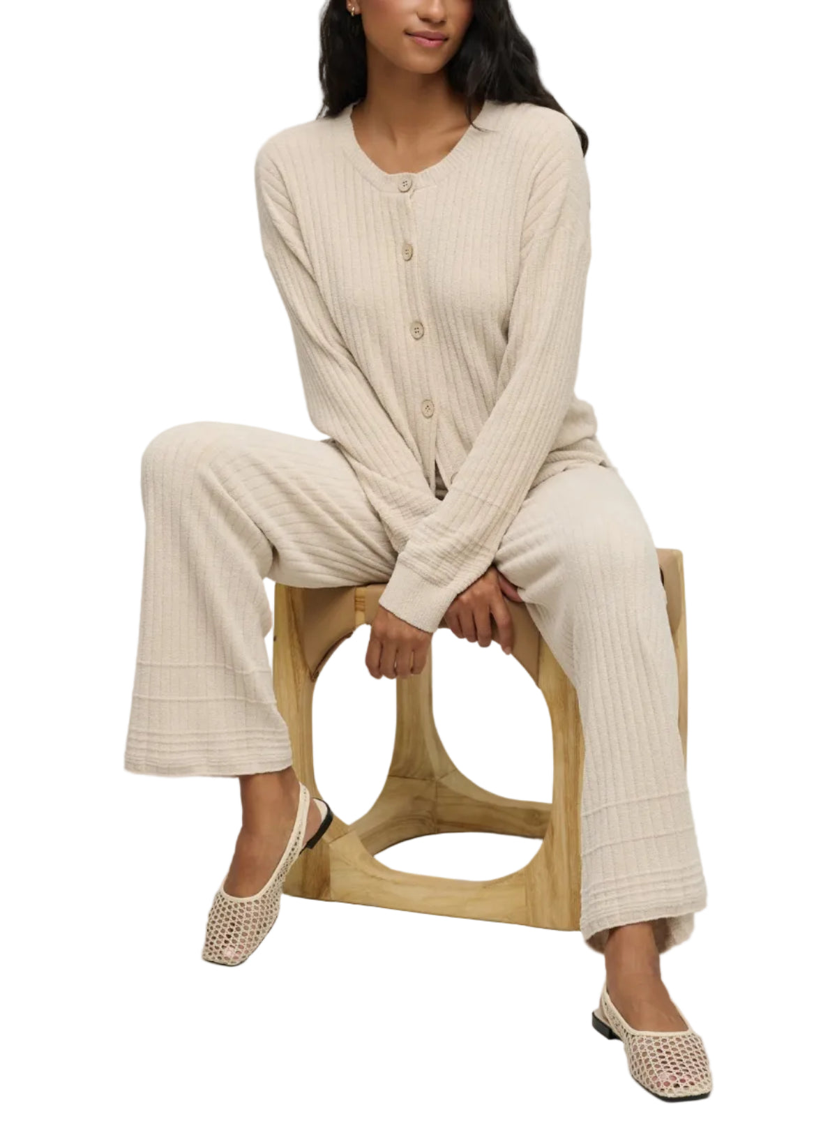 CozyChic Ultra Lite® Textured Rib Cardigan - Stone