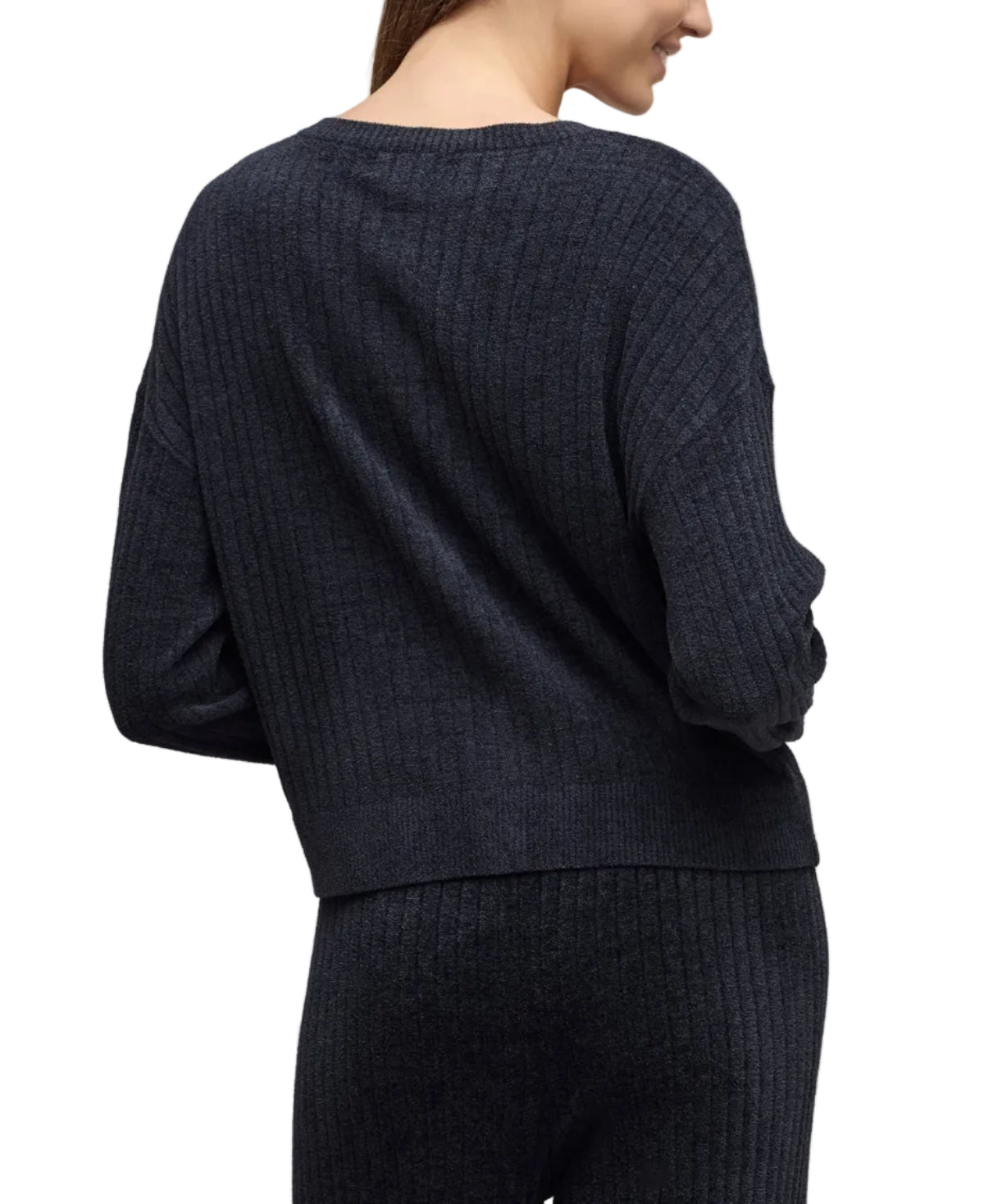 CozyChic Ultra Lite® Textured Rib Cardigan - Black