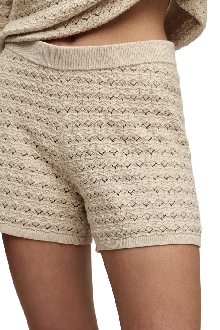 Heathered Cotton Tulip Pointelle Short - Stone